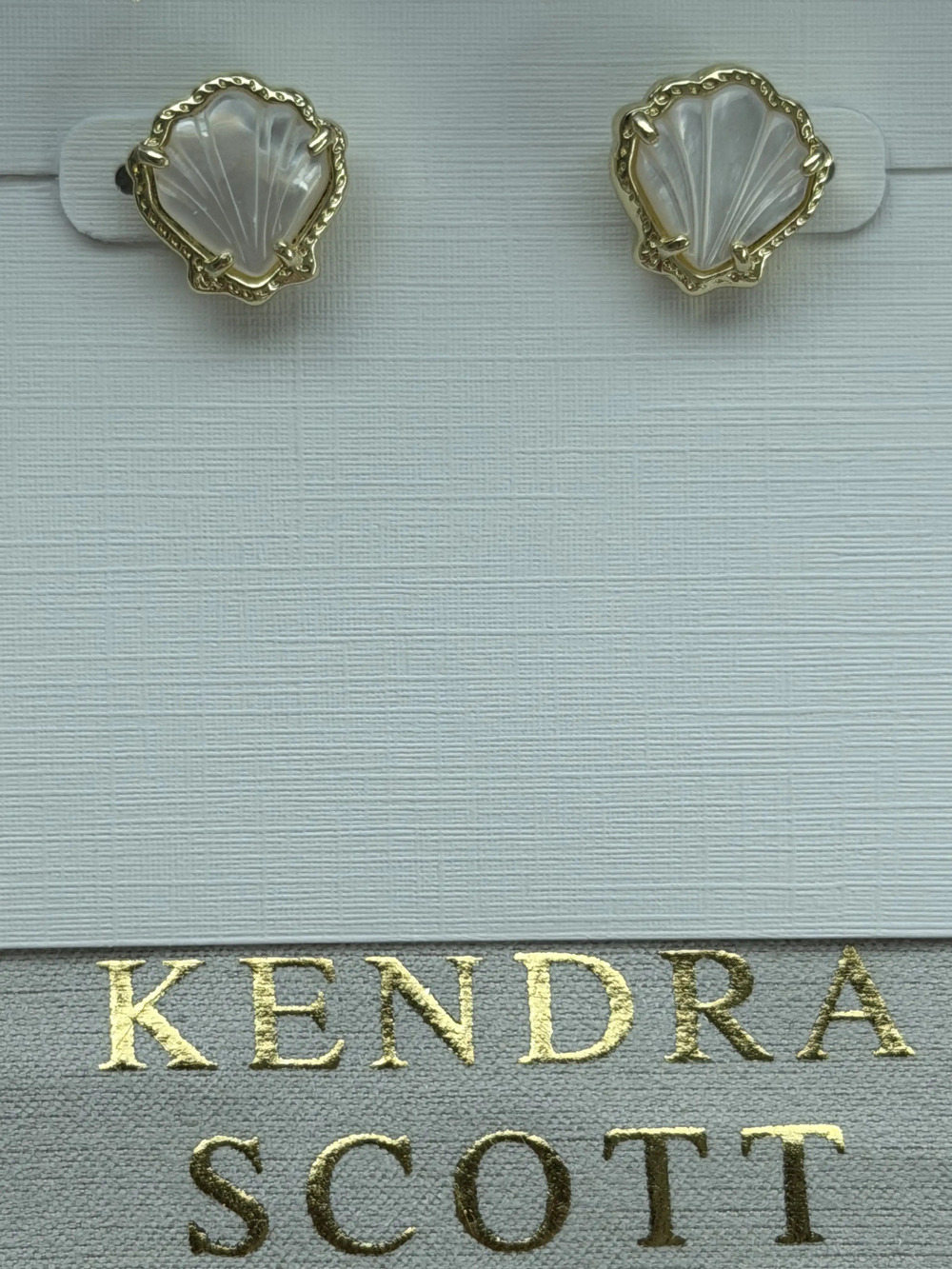 Kendra Scott Gold Shell White Mother-of-Pearl Clip Earrings